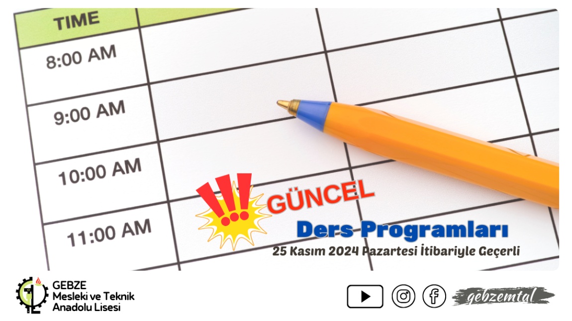 25 Kasım 2024 İtibariyle Geçerli Ders Programı